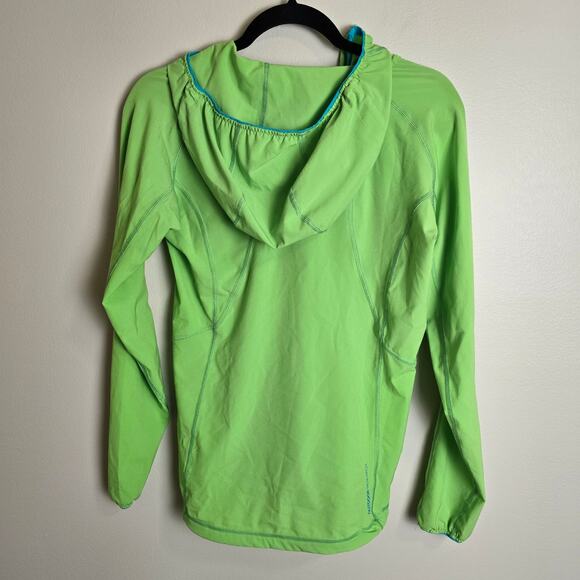 Outdoor Research Neon Green Light Sweatshirt Size Small Hooded 1/4 Zip - Picture 2 of 3